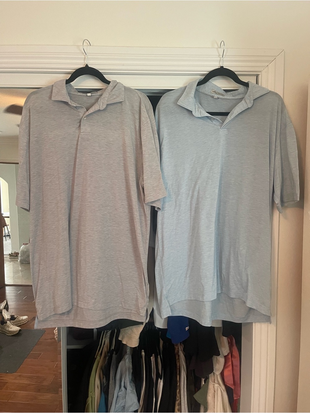 BUNDLE OF 2 Peter Millar Men's Polo Pair in Light Gray and Light Blue